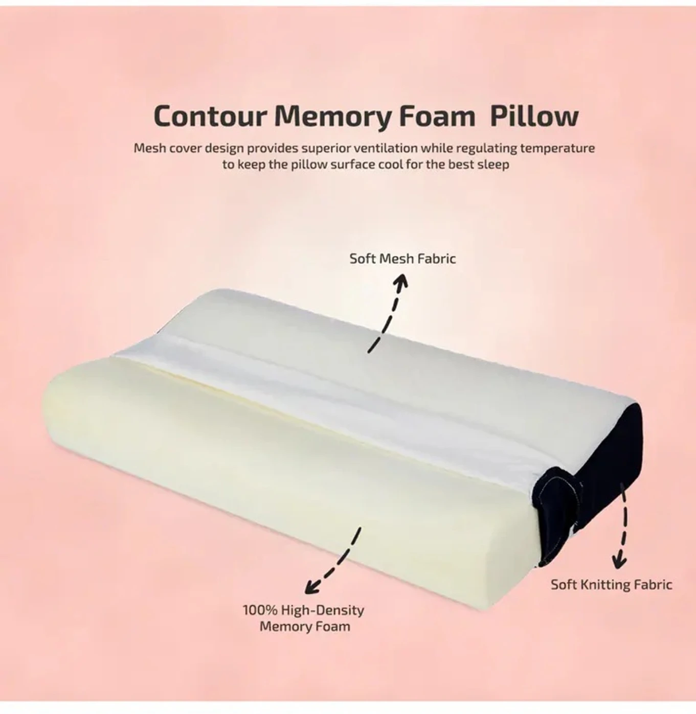 HKZ-YG Memory Foam Orthopaedic Pillow Pack of 1 Solid Cervical Contour Memory Stomache / Side Sleepers / Anti-Snoring - Image 3